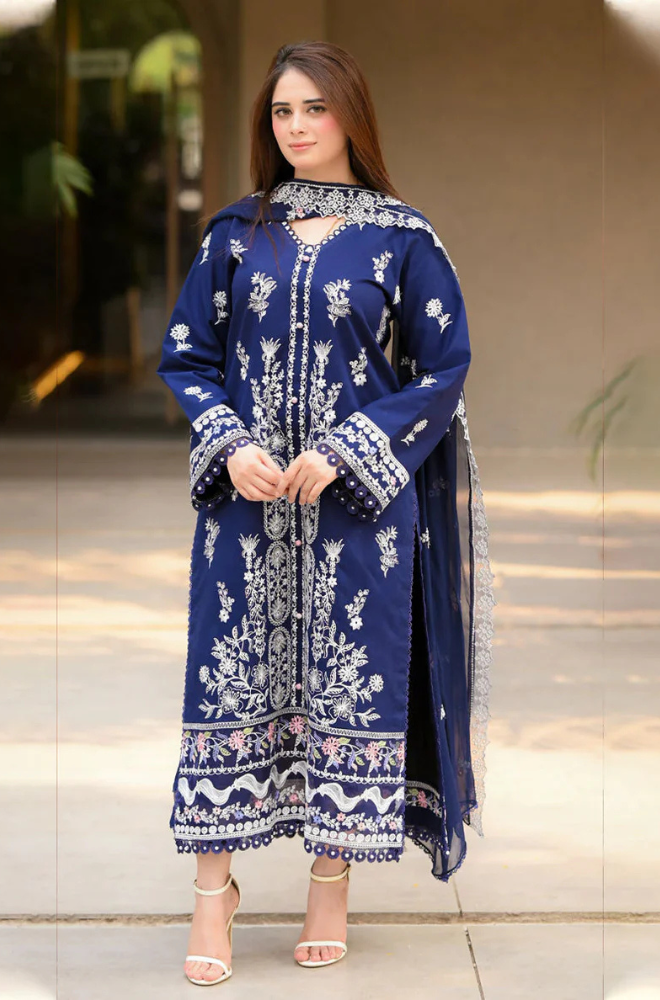 Lawn-3PC Embroidered Shirt with Chiffon Embroidered Dupatta-5061