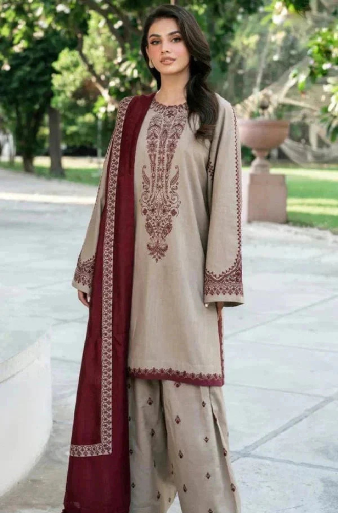 Lawn-3PC Embroidered with Digital Printed Jacquard Dupatta-5045