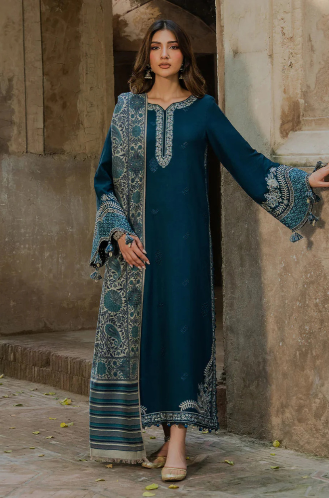 Lawn-3PC Embroidered Shirt with Digital Printed Jacquard Dupatta-5055