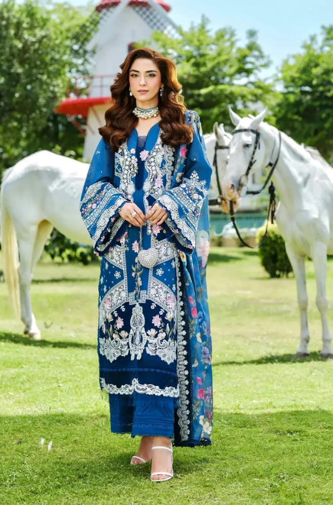 NOOR KHAS 3PC LAWN UNSTITCHED EMBROIDERED Code:21