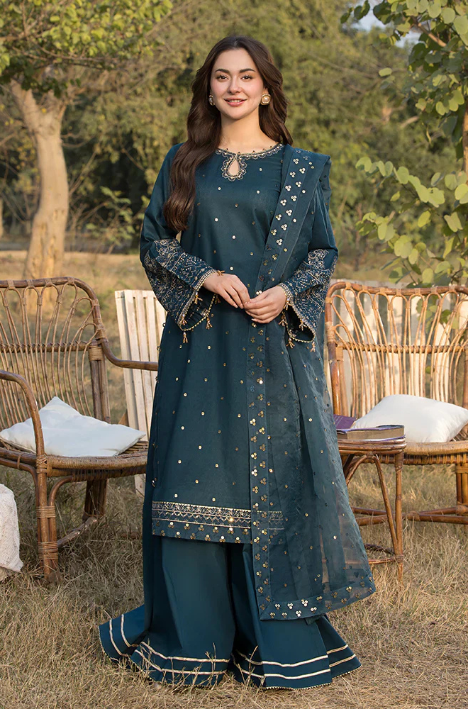 Lawn-3PC Embroidered Shirt with Organza Sequins Embroidered Dupatta- 5062