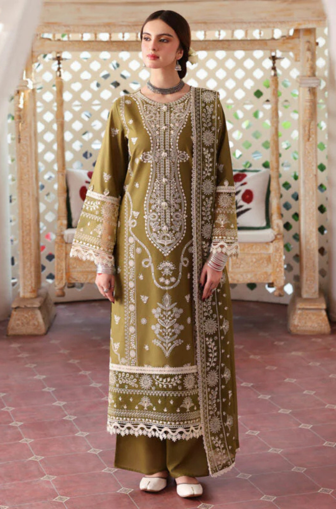 Lawn-3PC Embroidered Shirt With Khadi Net Embroidered Dupatta-5211