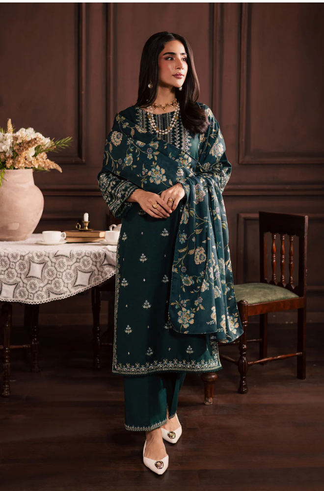 Lawn-3PC Embroidered Shirt with Digital Printed Jacquard Dupatta-5070