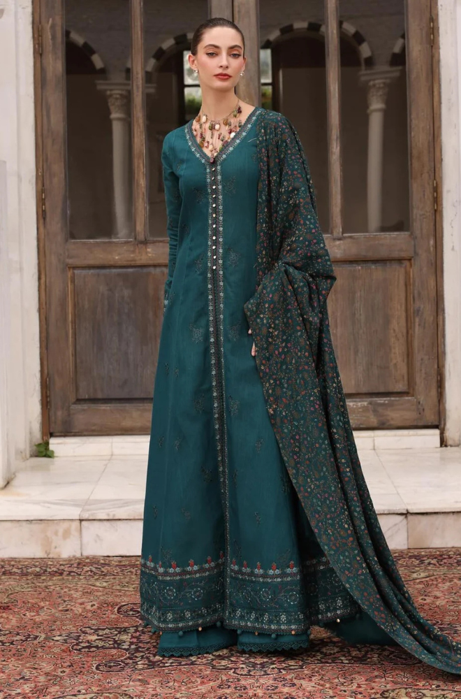 3PC Lawn Embroidered Shirt With Digital Printed Jauqard Dupatta-5128