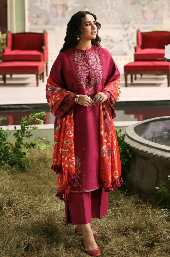Lawn 3PC Embroidered with Digital Printed Jacquard Dupatta-5092