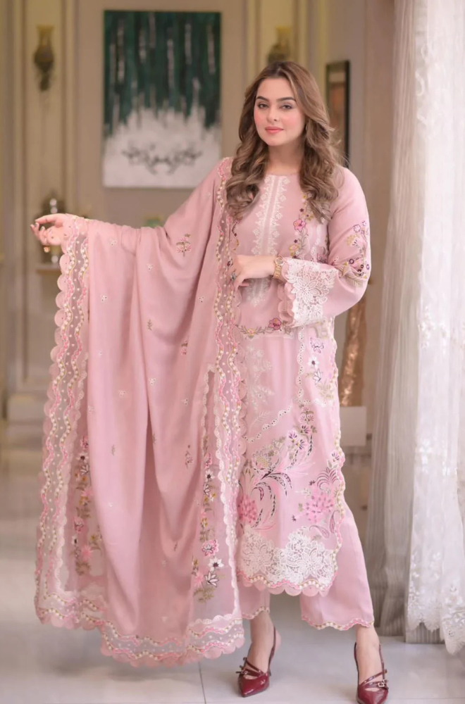 ANEELAS LAWN LUXURY 3PC UNTITCHED EMBROIDERED