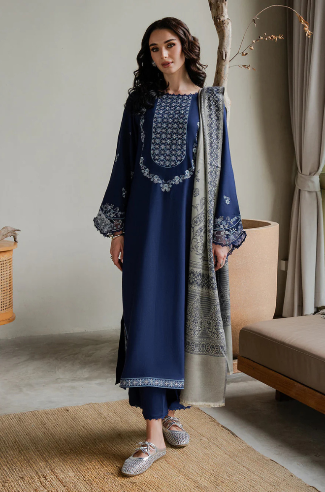 Lawn-3PC Embroidered Shirt With Digital Printed Jauqard Dupatta-5001