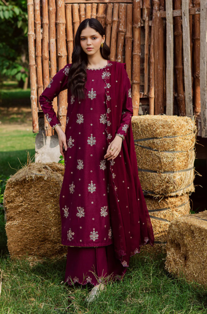 Lawn-3PC Embroidered Shirt With Chiffon Sequins Embroidered Dupatta-5060