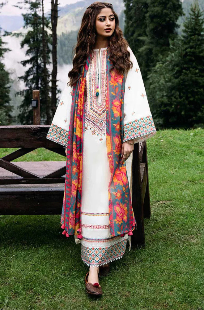 Lawn-3PC Embroidered Shirt with Digital Printed Jacquard Dupatta - 5148