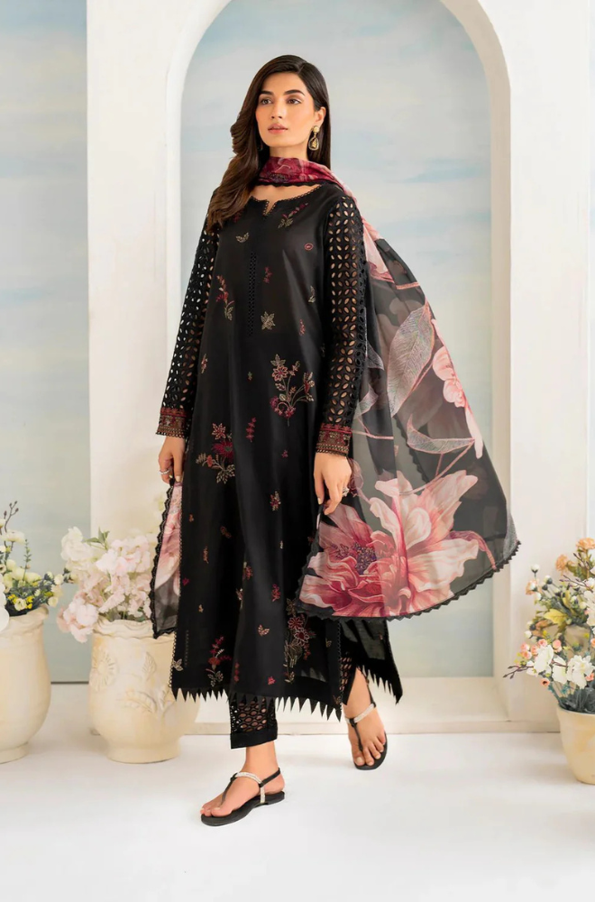 Lawn-3PC Embroidered with Digital Printed Jacquard Dupatta-5074