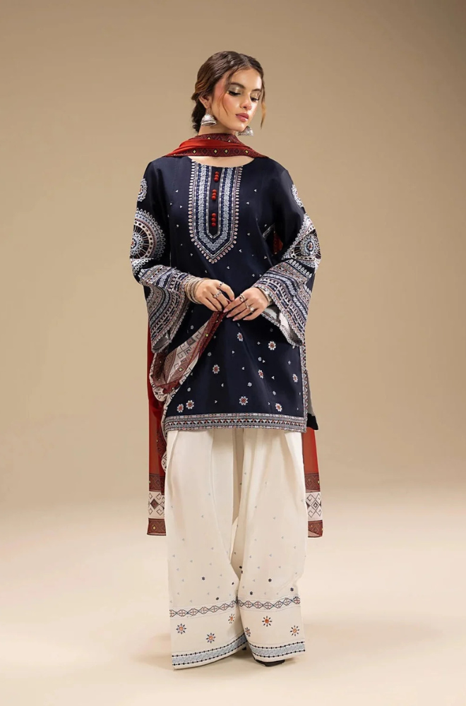 Lawn 3PC Embroidered Shirt with Digital Printed Jacquard Dupatta-5214