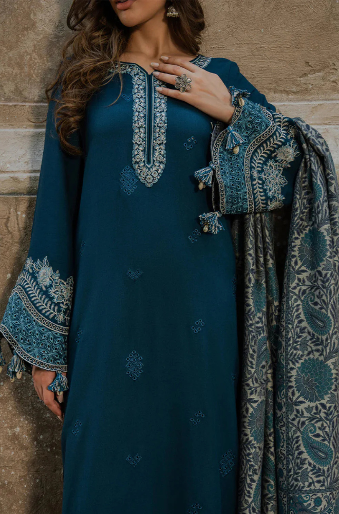 Lawn-3PC Embroidered Shirt with Digital Printed Jacquard Dupatta-5055