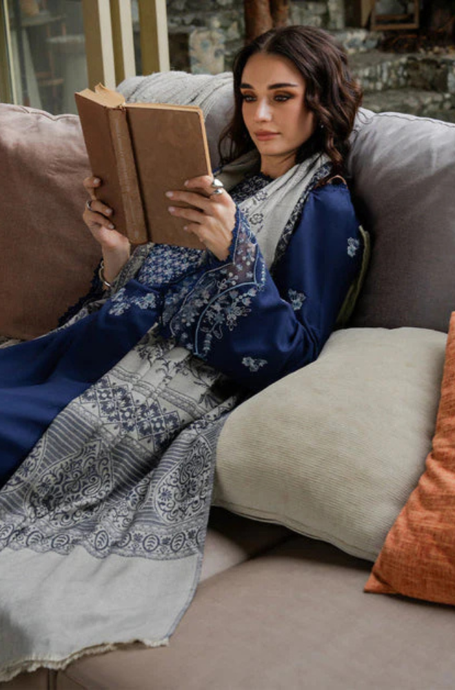 Lawn-3PC Embroidered Shirt With Digital Printed Jauqard Dupatta-5001