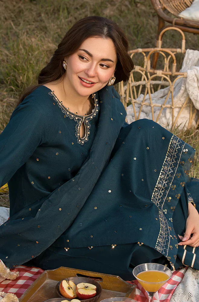 Lawn-3PC Embroidered Shirt with Organza Sequins Embroidered Dupatta- 5062