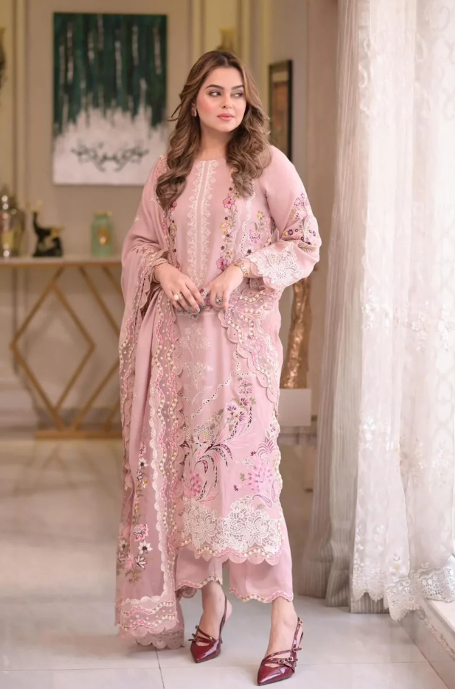 ANEELAS LAWN LUXURY 3PC UNTITCHED EMBROIDERED