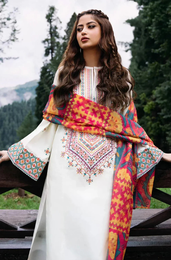 Lawn-3PC Embroidered Shirt with Digital Printed Jacquard Dupatta - 5148