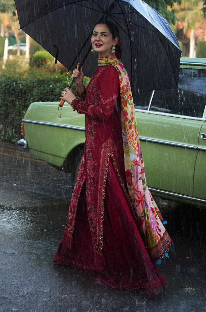 HUSSAIN REHAR 3PC LAWN UNSTITCHED EMBROIDERED Code:4019