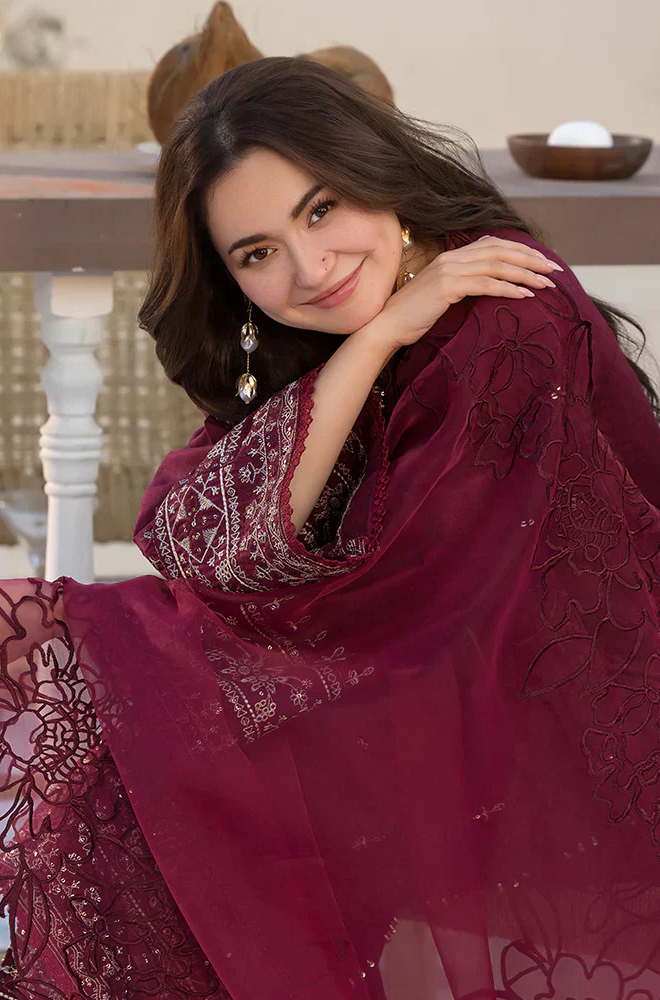 Lawn-3PC Embroidered Shirt with Organza Embroidered Dupatta- 5065