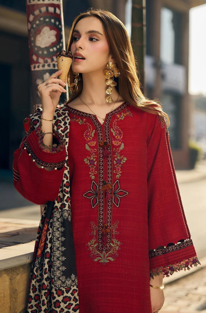Lawn-3PC Embroidered Shirt With Digital Printed Jauqard Dupatta-5049
