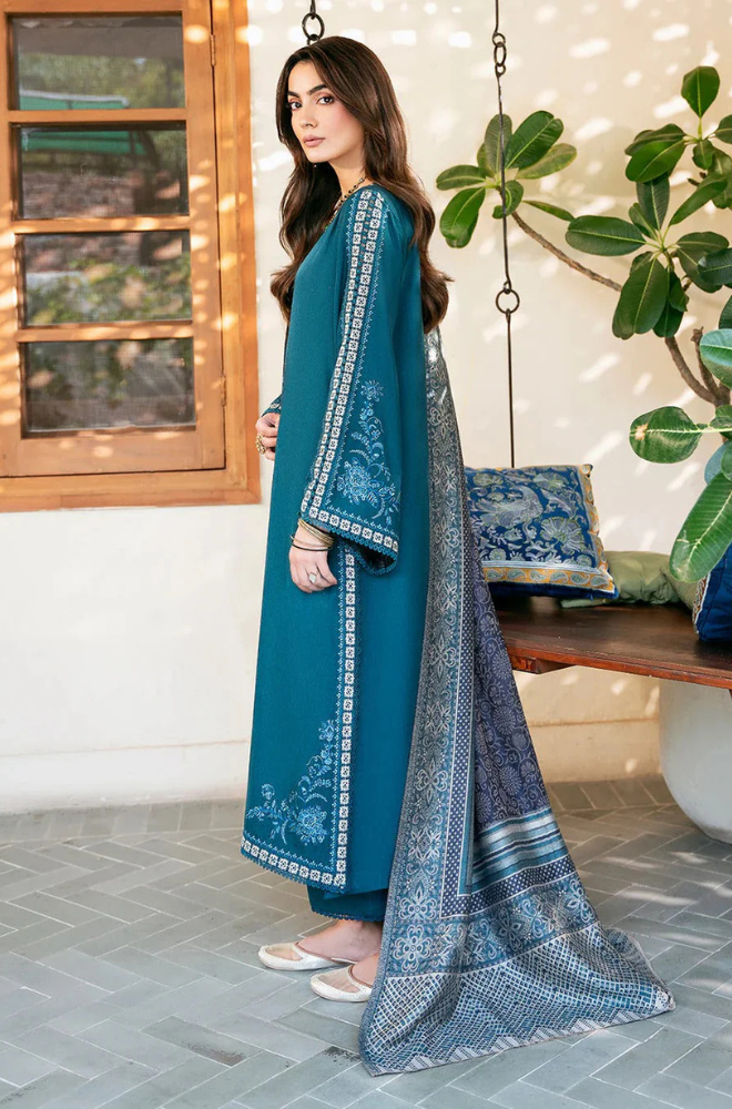 3PC Lawn Embroidered Shirt With Digital Printed Jacquard Dupatta-5080