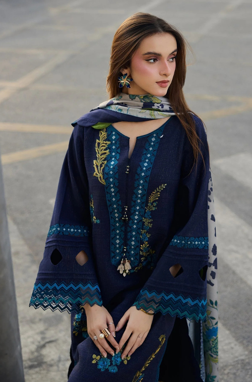3PC Lawn Embroidered Shirt With Digital Printed Jacquard Dupatta- 5037