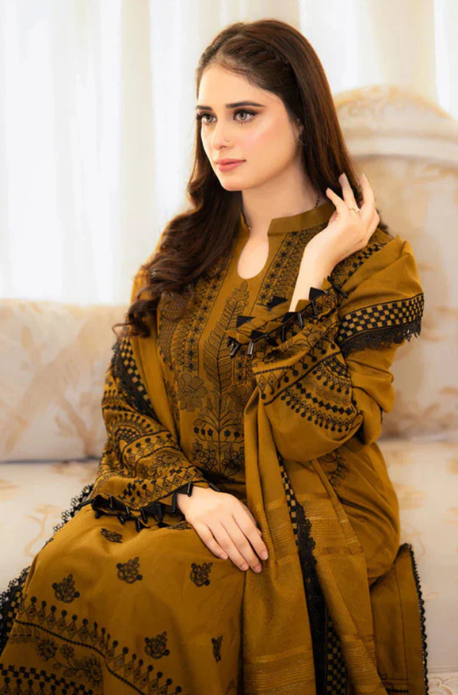 Lawn-3PC Embroidered Shirt with Embroidered Cotton Net Dupatta -5106