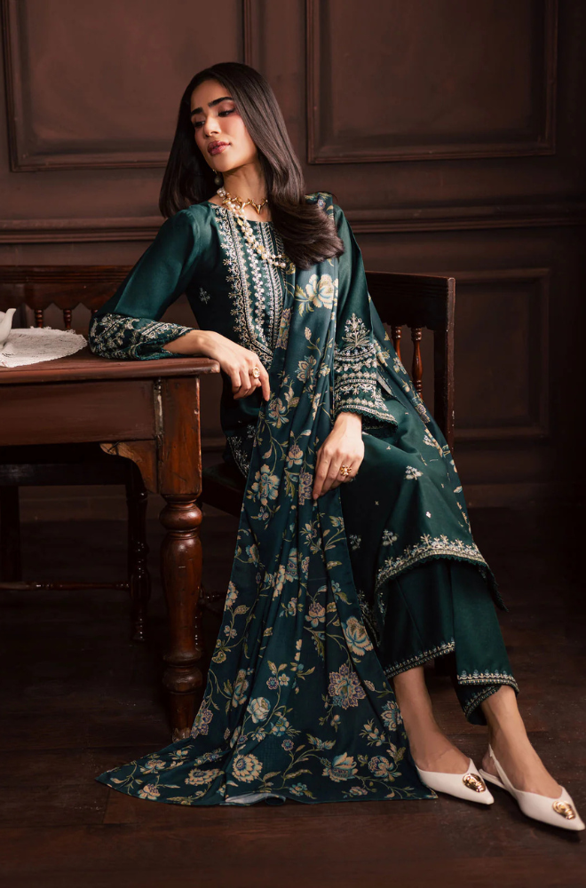 Lawn-3PC Embroidered Shirt with Digital Printed Jacquard Dupatta-5070