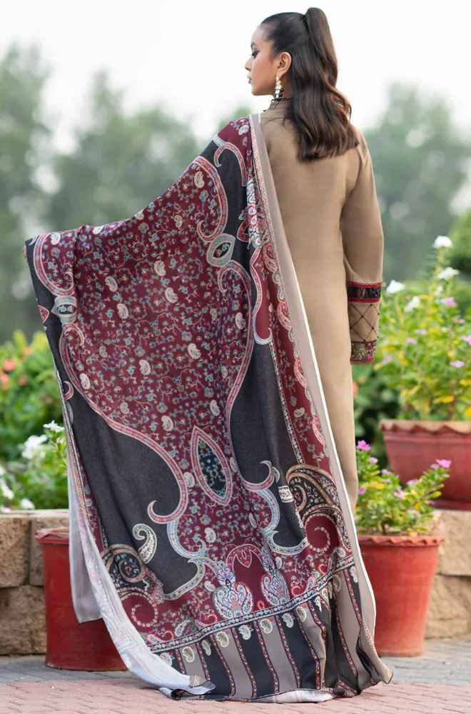 Lawn 3PC Embroidered With Digital Printed Jauqard Dupatta- 5238
