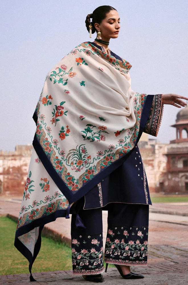 Lawn-3PC Embroidered Shirt With Digital Printed Jauqard Dupatta-5077