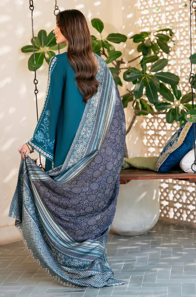 3PC Lawn Embroidered Shirt With Digital Printed Jacquard Dupatta-5080