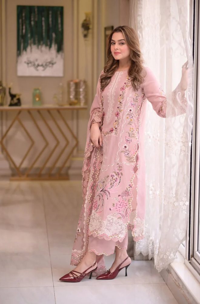 ANEELAS LAWN LUXURY 3PC UNTITCHED EMBROIDERED