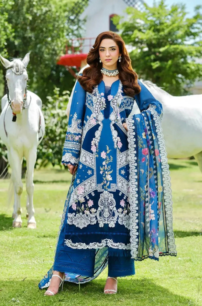 NOOR KHAS 3PC LAWN UNSTITCHED EMBROIDERED Code:21