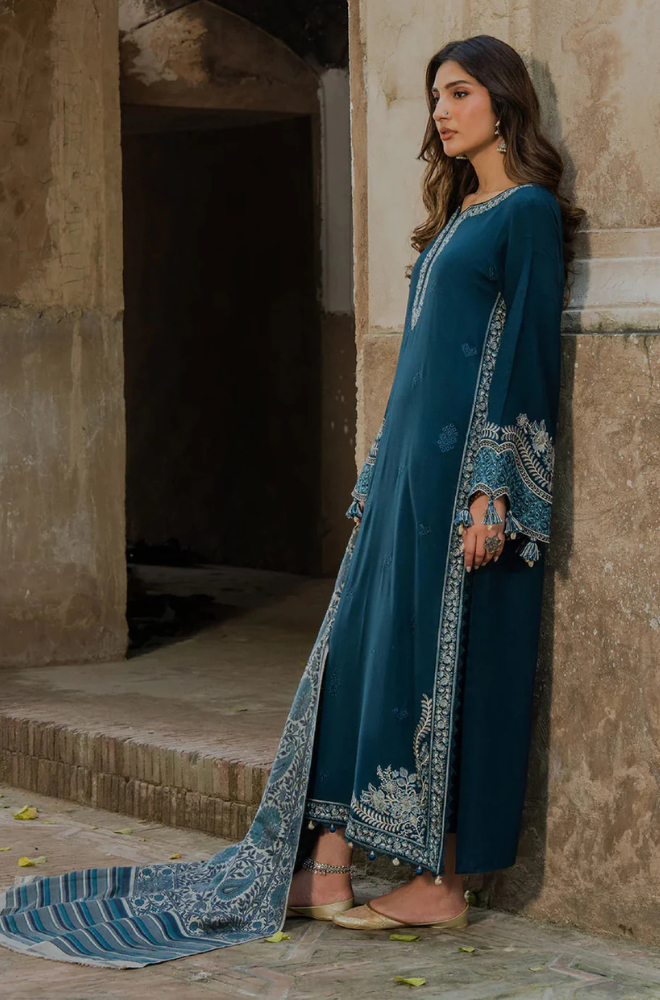 Lawn-3PC Embroidered Shirt with Digital Printed Jacquard Dupatta-5055