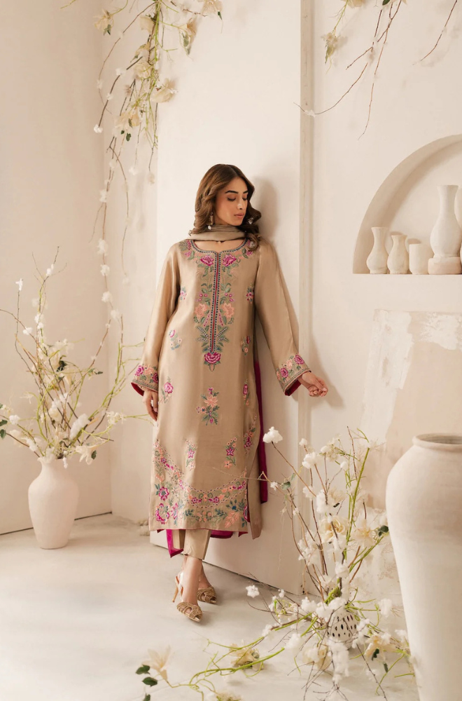 Lawn-3PC Embroidered Shirt with Chiffon Tie Dye Dupatta- 5105