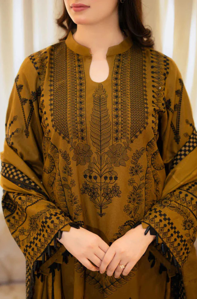 Lawn-3PC Embroidered Shirt with Embroidered Cotton Net Dupatta -5106