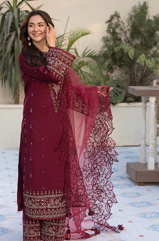 Lawn-3PC Embroidered Shirt with Organza Embroidered Dupatta- 5065