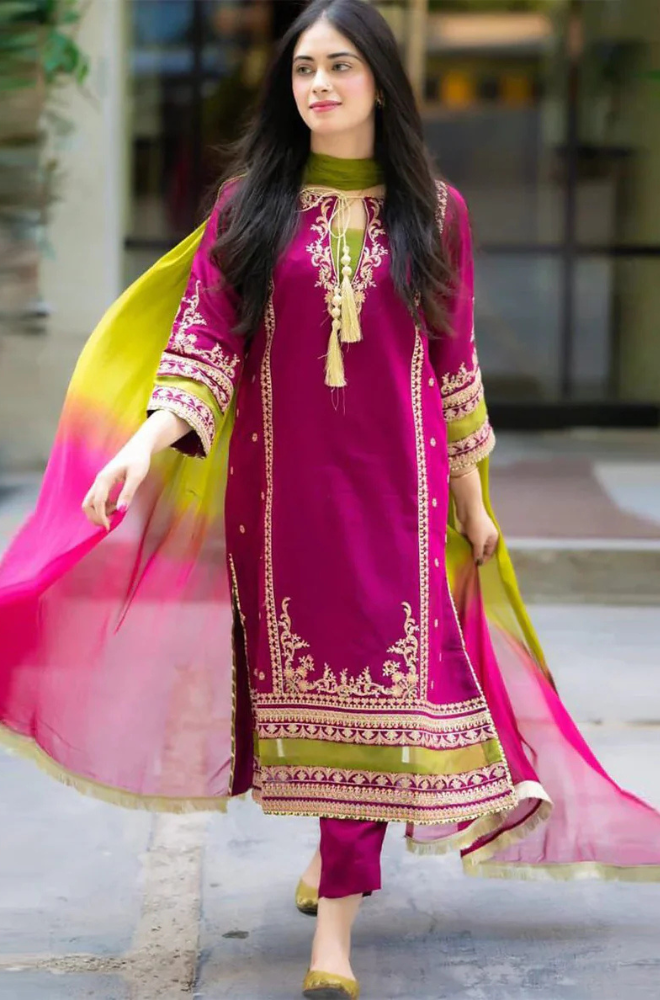 Lawn-3PC Embroidered With Chiffon Dye N Dye Dupatta-5023