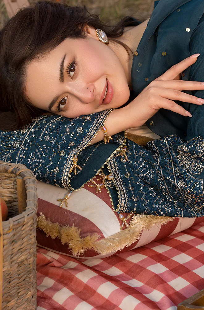 Lawn-3PC Embroidered Shirt with Organza Sequins Embroidered Dupatta- 5062