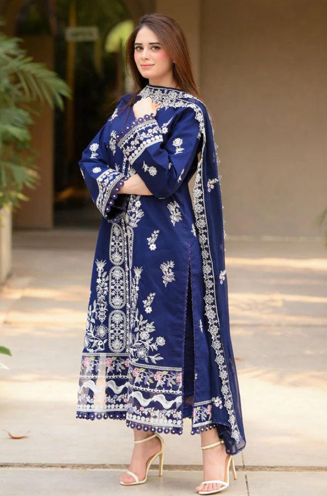 Lawn-3PC Embroidered Shirt with Chiffon Embroidered Dupatta-5061