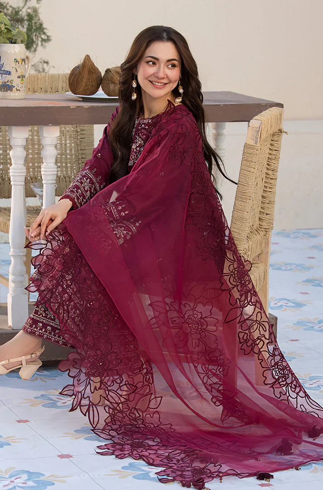 Lawn-3PC Embroidered Shirt with Organza Embroidered Dupatta- 5065