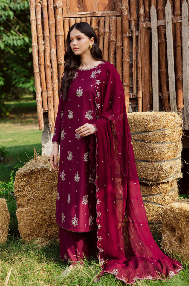 Lawn-3PC Embroidered Shirt With Chiffon Sequins Embroidered Dupatta-5060
