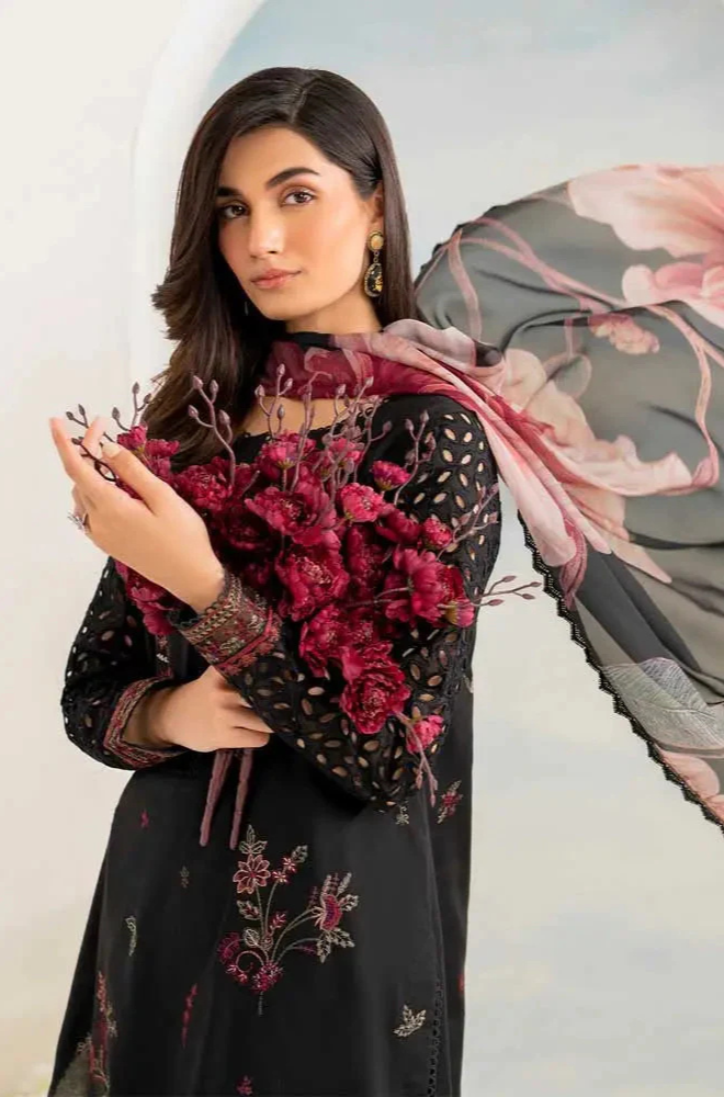 Lawn-3PC Embroidered with Digital Printed Jacquard Dupatta-5074