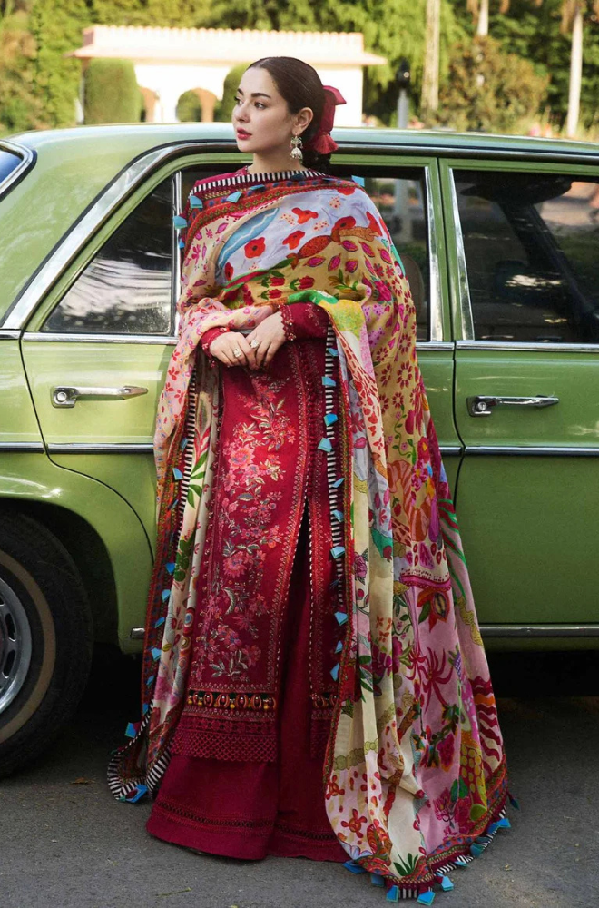 HUSSAIN REHAR 3PC LAWN UNSTITCHED EMBROIDERED Code:4019