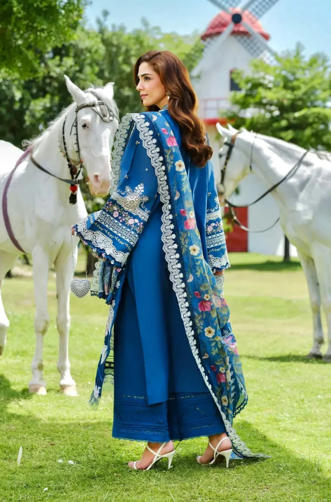 NOOR KHAS 3PC LAWN UNSTITCHED EMBROIDERED Code:21