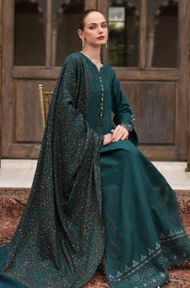 3PC Lawn Embroidered Shirt With Digital Printed Jauqard Dupatta-5128