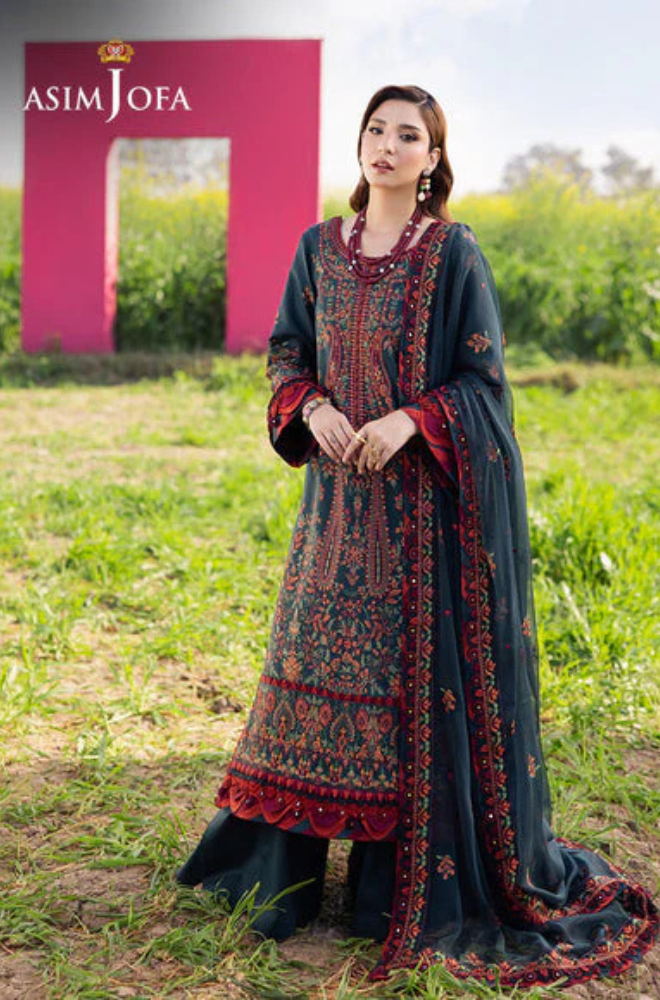 Lawn-3PC Embroidered Shirt with Chiffon Embroidered Dupatta- 5085