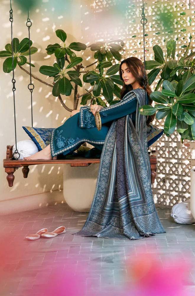 3PC Lawn Embroidered Shirt With Digital Printed Jacquard Dupatta-5080