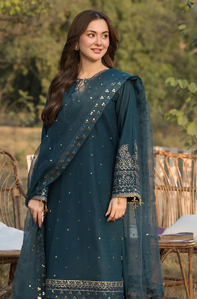 Lawn-3PC Embroidered Shirt with Organza Sequins Embroidered Dupatta- 5062