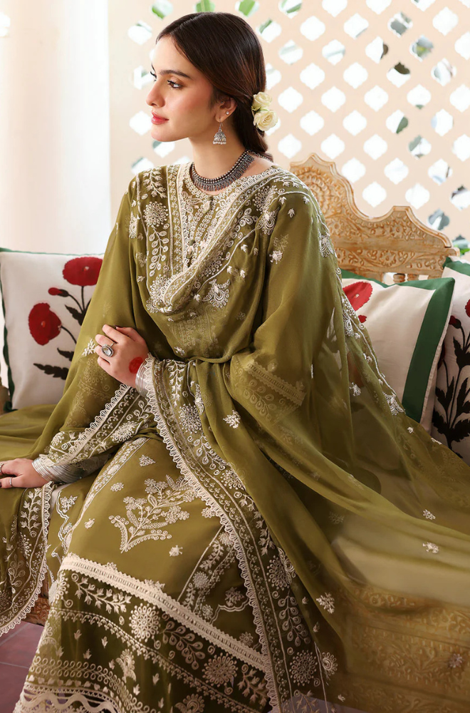Lawn-3PC Embroidered Shirt With Khadi Net Embroidered Dupatta-5211