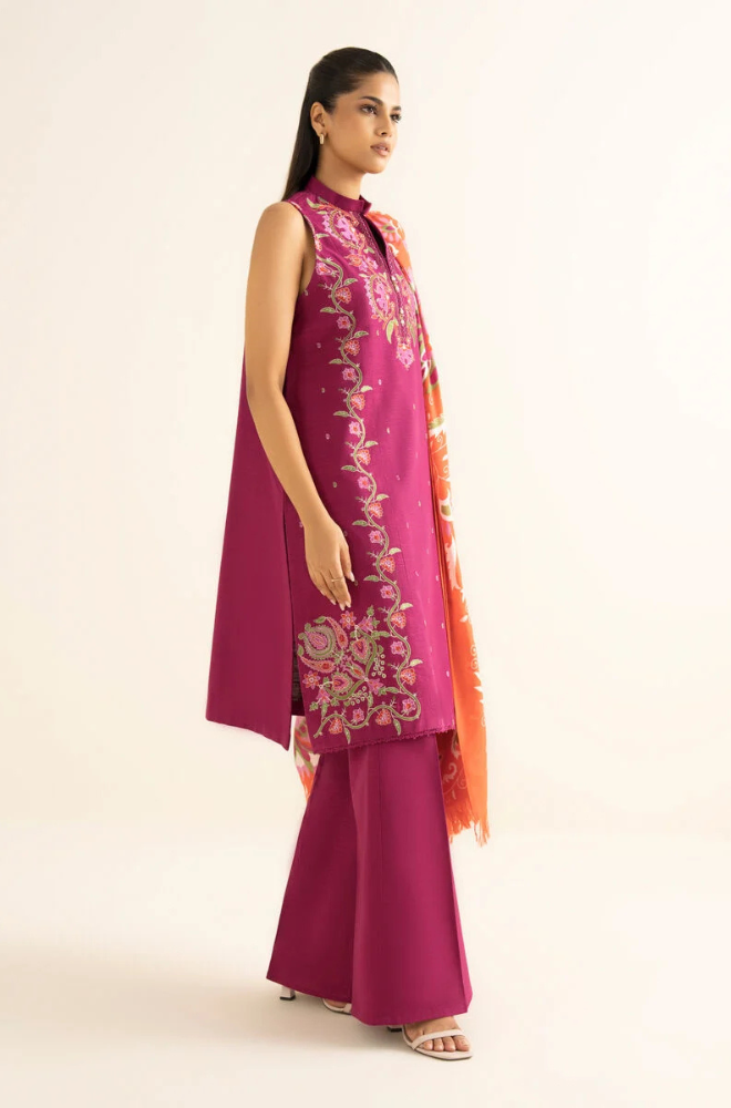 Lawn 3PC Embroidered with Digital Printed Jacquard Dupatta-5092